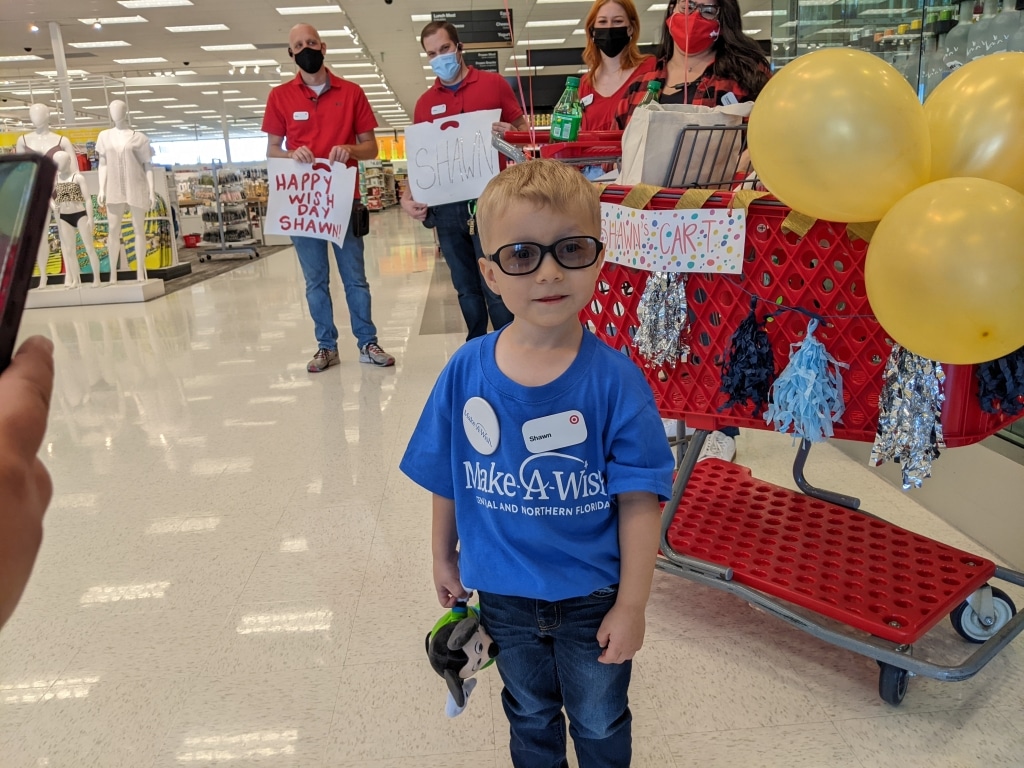 Wish Kid Shawn enjoying a shopping spree at Target