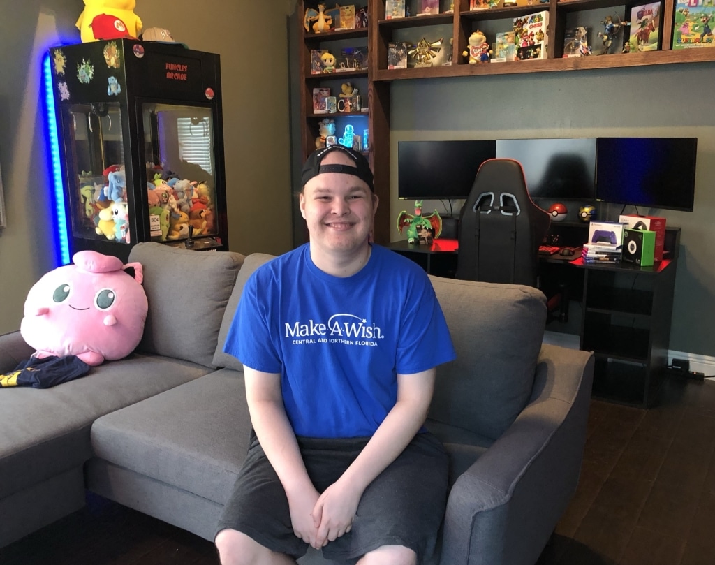 Wish Kid Cole in his brand new gaming room