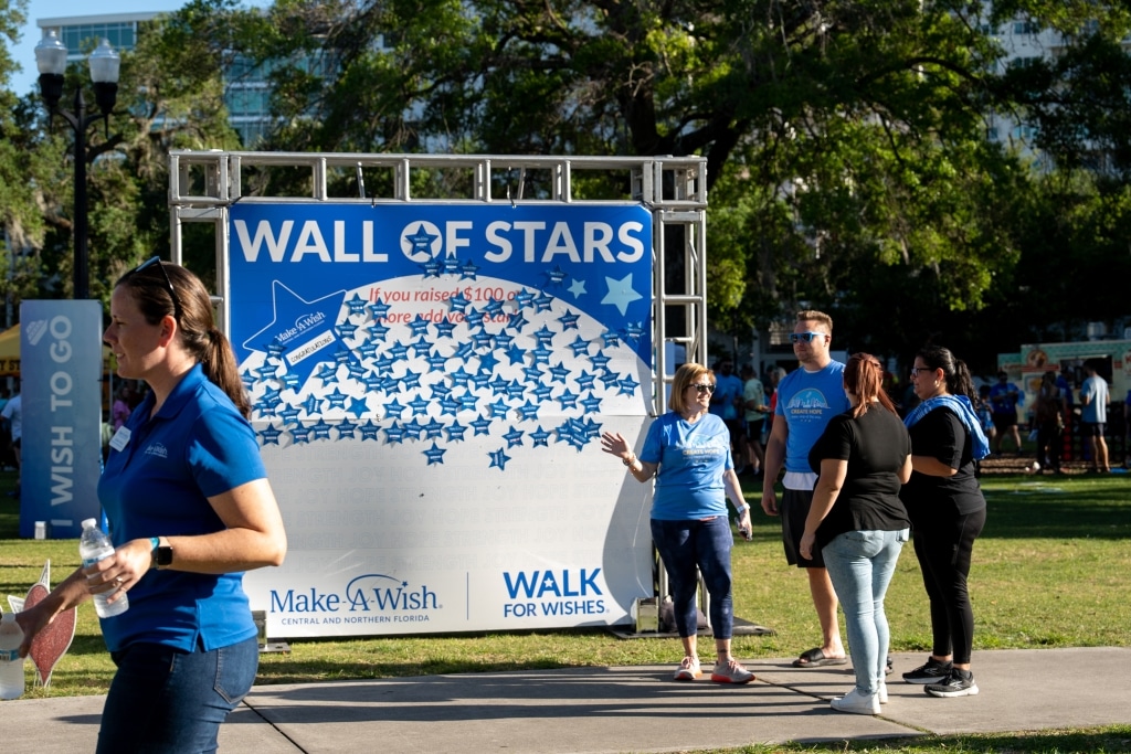 Wall of Stars showing fundraising progress at Orlando Walk For Wishes