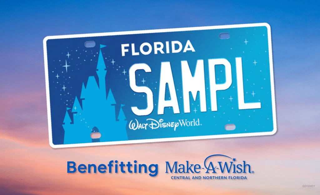 sample of Disney specialty plate supporting Make-A-Wish Central and Northern Florida