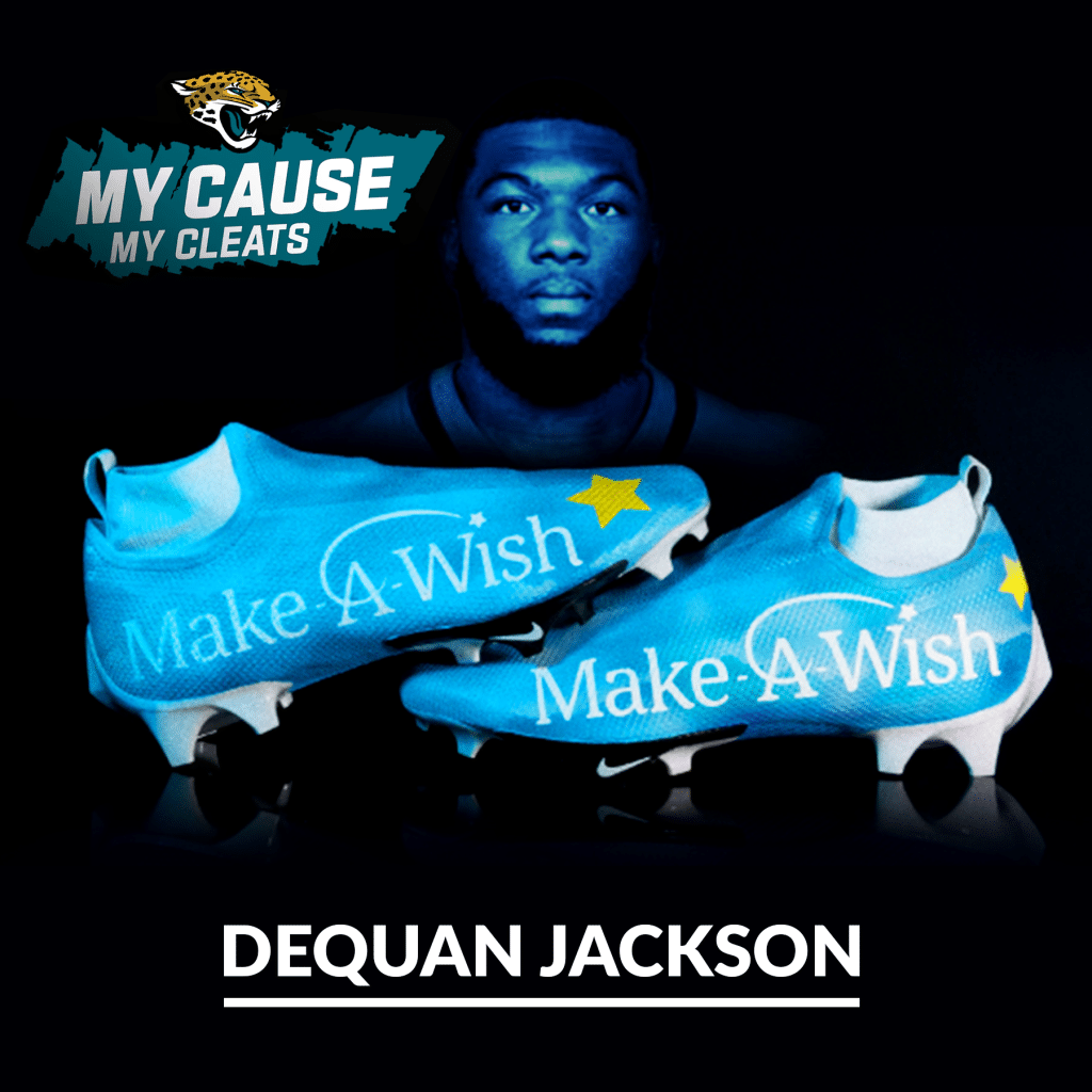 Dequan Jackson's customized Make-A-Wish cleats