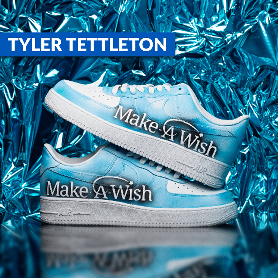 Tyler Tettleton's custom Make-A-Wish sneakers