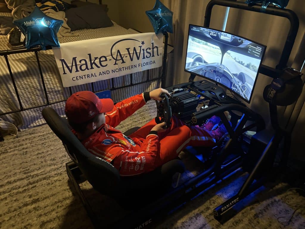 Ethan's wish was to have a racing simulator.